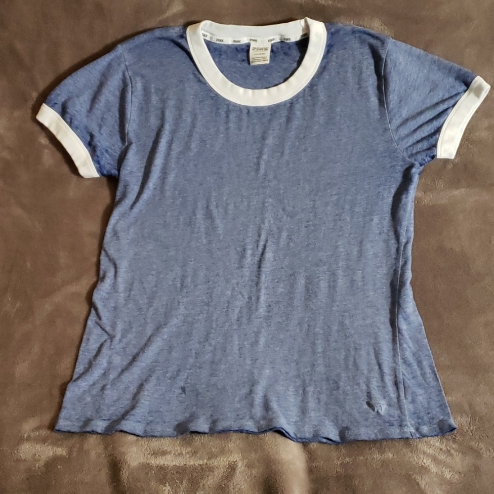 Blue Ringer crew tee shirt by PINK